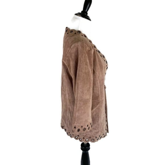 Linea by Louis Dell'Olia S Small Suede Jacket Eyelet Grommet Details Leather - Picture 5 of 8
